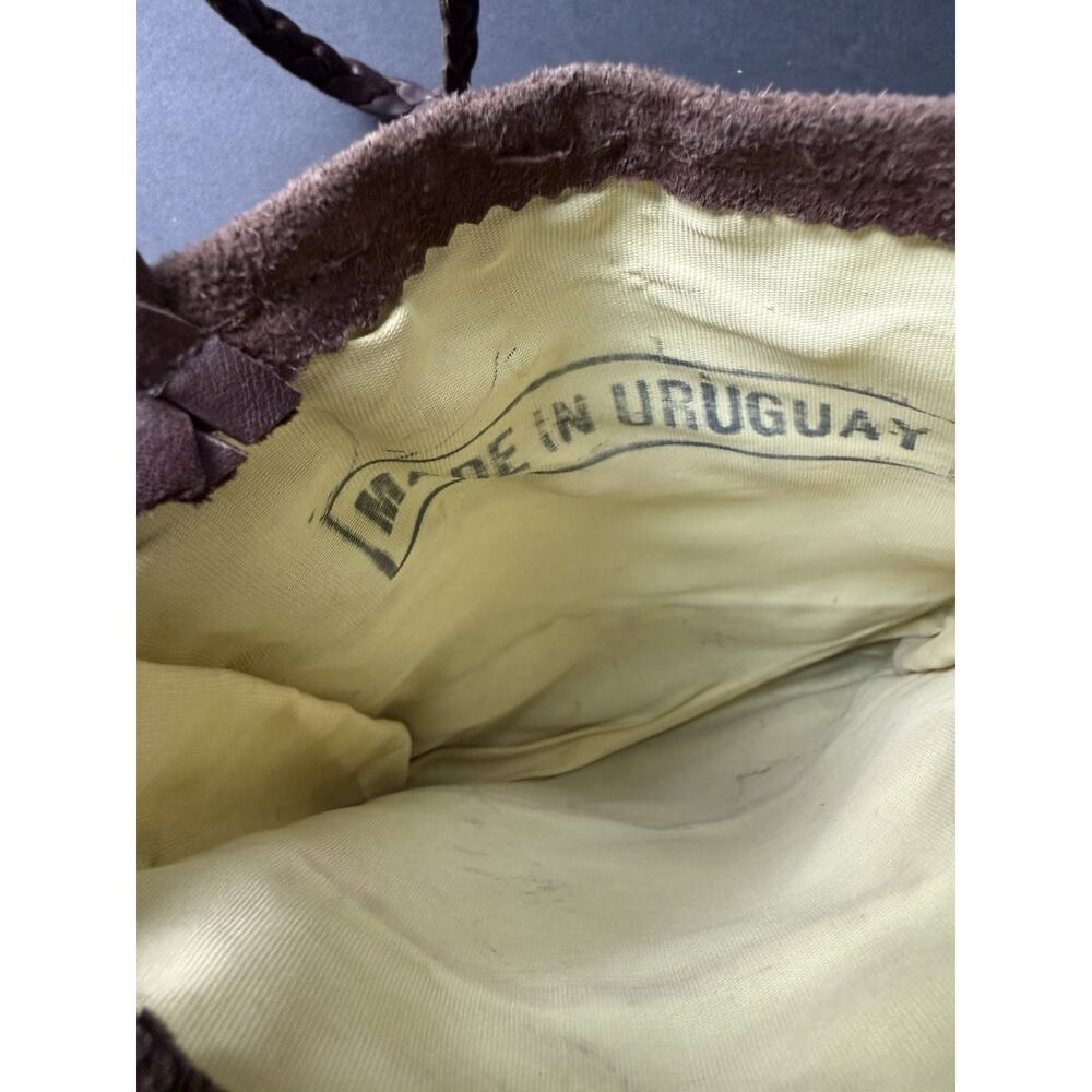 Handcrafted Cowhide Natural Leather Suede Fringe Boho Hippie Brown Shoulder Bag - Picture 6 of 6